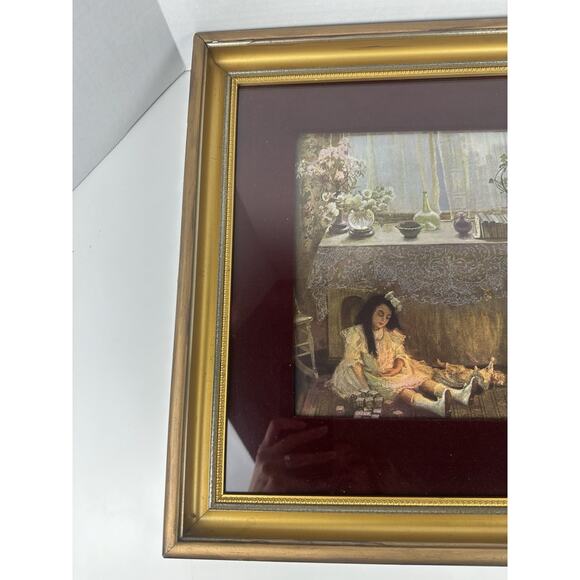 Beautiful Antique Victorian Print Showing Mother & Child on Back, Original Frame - Picture 4 of 9